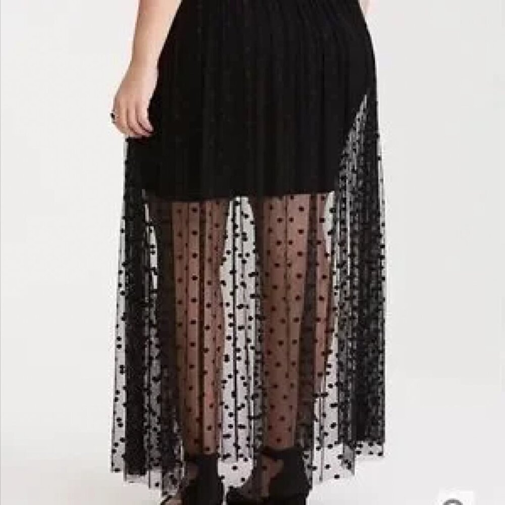 Torrid Black Polka Dot Mesh Maxi Skirt NWT Size 4X Women's Plus